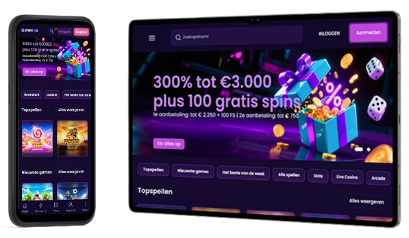 Mobiele versie van Stepsino Casino op smartphone en tablet